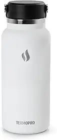 TERMOPRO Squeeze Térmico Circinus 1 Litro Branco Inox Garrafa Térmica Esportiva com Alça Antivazamento Bebidas Quentes e Frias por Horas Aço Inoxidável Premium Acabamento Fosco