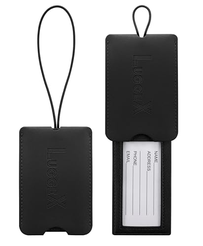 LUGGEX Luggage Tags for Suitcases, 2 Pack, Black