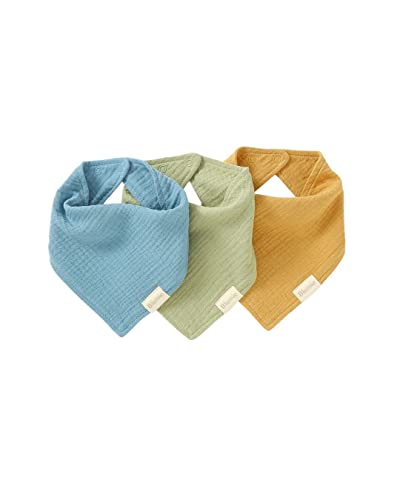 Blumie Set of 3 100% Organic Cotton Baby Bandana dribble bibs for boys and girls (Ocean Blue Set)
