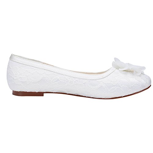 Emily Bridal Women's Satin Flat Heel Flats Crystal Heel3