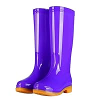 Women's Rain Boots Slip High Top Rubber Shoes for Outdoor Daily Use Comfortable Durable TPR Material Lightweight Design Easy to Wear All Day Footwear (Purple, 8)