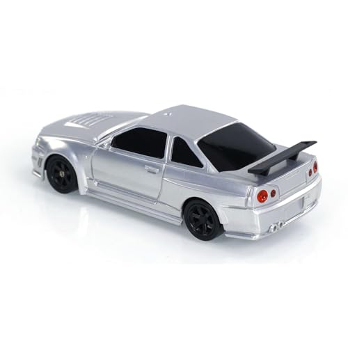 Image of FEXXA 1 /43 Scale RC Drift Race Car Gyro 4WD Ready to Go Mini Remote Control Car High Speed Model (1:43 RC Drift Nissan GT-R R34-SILVER)