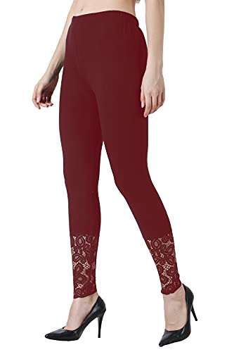Image of Women's Soft & Stretchable Cotton Leggings Lace Ankle Length Color