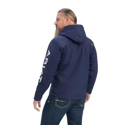 Image of ARIAT Men's Rebar Stretch Canvas Softshell Hooded Logo Jacket