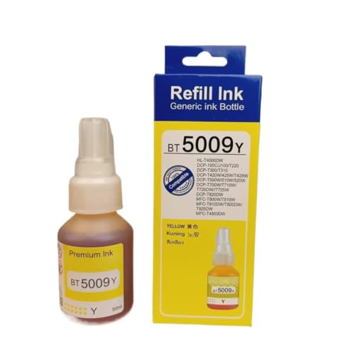 U0jjomATP Kit de Recarga de Tinta a Base de Tinte CISS con Negro, Cian, Magenta y Amarillo para impresoras DCP-T310, DCP-T510W, DCP-T710W, MFC-T810W, MFC-T910W, HL-T4000DW(1pc-Y)