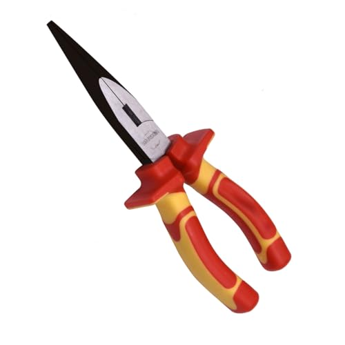 Edward Tools Pro Insulated Long Nose Pliers 6” - 1000V Safe Needle Nose Pliers for Electricians Use - VDE/GS Certified - Heavy Duty CRV Steel with Ergo Handle - Sharp Cutting Edge - Black Finish