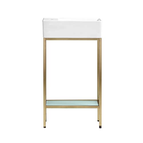 Image of Swiss Madison Pierre 19 inch Freestanding Bathroom Vanity with Open Shelf and Brushed Gold Metal Frame