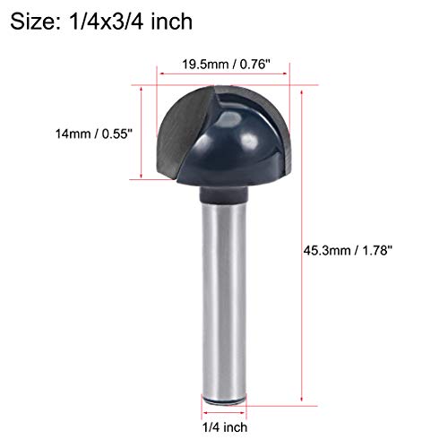 Uxcell Router Bit 1/4 Shank 3/4 Cutting Dia. Core Box 2 Flutes Carbide Tip For Carpentry Woodworking Milling Cutter Tool #TOP1