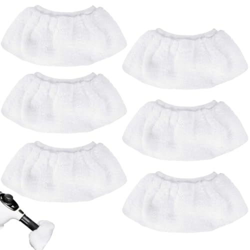 ZZHBOO 6 Piezas de Trapos de Fregona de Fibra para Kärcher SV7, Vapor y Limpieza, 19cm x 9cm, Blanco