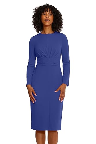 Image of Maggy London Women's Dresses Wide Waistband and Tuck Details Office Career Workwear Event Occasion Guest of