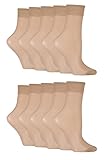 SockShop Womens Ankle Highs Pop Socks Short Nylon Stockings Hosiery 15 Denier in Various Shades One Size Pack of 10 Ankle - Nude 4-8