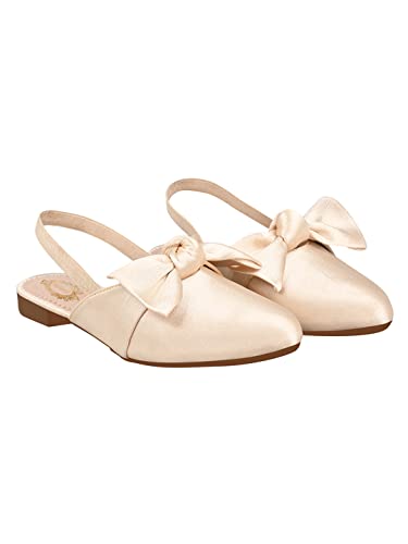 Image of Shoetopia Women's Flat Sandals - Stylish Slingback Slip-On Bally with Bow Design, Comfortable Casual & Party Footwear