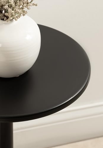 Kate and Laurel Nyall Modern Natural Marble Drink Table, 12 x 12 x 22, Marble and Black, Transitional Round Mini Table with Premium Marble Base for Use as Indoor Plant Stand or Small Bathtub Table - Thumbnail 5
