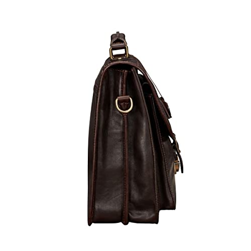 Image of Maxwell Scott - Mens Leather 17 inch Laptop Briefcase Satchel with Padded Strap - Made from Full Grain Hides - The Loreto Large