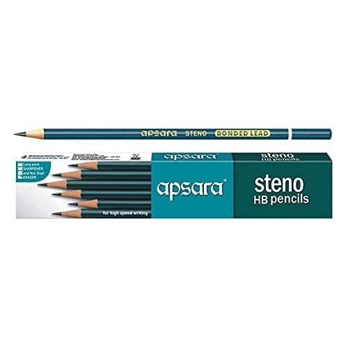 Apsara Steno Pencils | Premium Black and Dark Hexagonal Body for Strong Grip & Good Handwriting | Free Sharpener & Eraser | Non-Toxic | Pack of 10 Pencils-image-20