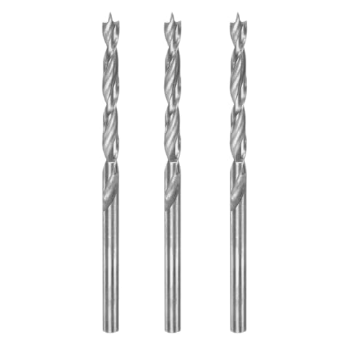 sourcing map 3pcs Brad Point Drill Bit 3.5mm(9/64) Dia Straight Round Shank Drill Metric Brad Point Spiral Twist Drill Bits for Carpenter Woodworking Plastic Rubber