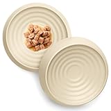 CatGuru Cat Bowls, Whisker Friendly Cat Food Bowl for Indoor Cats, Reliefs Whisker Fatigue, Wide Pet Bowl, Non Slip Pet Feeding Bowls, Shallow Kitten Dish (Set of 2, Sand)