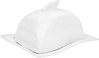 MALACASA, Series Flora, 6.75" Ivory White Butter Dish Porcelain Butter Container with Lid(17 * 14 * 10)