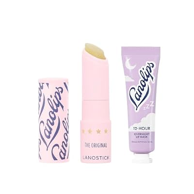 Lanolips Overnight Lip Repair Duo - Lanolips Lanostick (0.116 oz), 12 Hour Overnight Lip Mask (0.52 oz), Hydrating Lanolin Lip Care Set