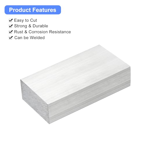 sourcing map Alublech 25mm Dicke, 102mm Länge 6061 Aluminium Flachstange 50mm Breite, Quadratischer Aluplatte Solide Alu Vierkantstange für Modellbau Basteln Maschinenbau Baubranche Fahrzeugbau