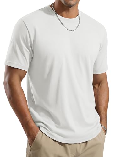 TACVASEN Mens T-Shirts UPF 80+ Plain White T Shirt Quick Dry Summer Workout Casual Gym Tops Lightweight Soft UV Tshirts White XXL