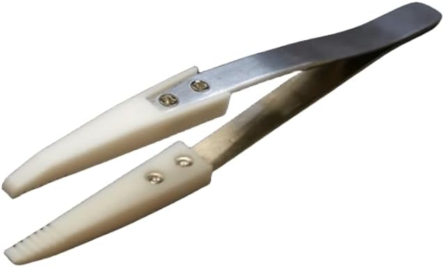 PTFE Tweezers for Semiconductor and Laboratory Use - Sharp/Blunt Type Head, Non-Stick and erosion Resistant(3mm Blunt Top 133mm Length)