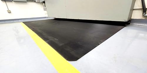 Rhino Dielectric, Non-Conductive, Insulating Switchboard Mat, Class 2, 3\' x 5\' x 1/4\" Thick, ASTM D178, Color; Solid Black, Corrugated Surface