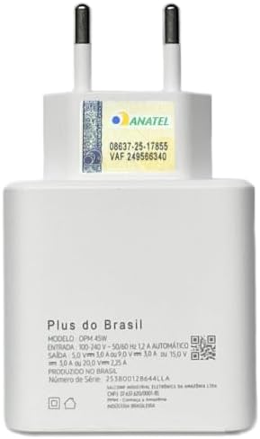 Plus Do Brasil Carregador Usb C Gan 45W Para Apple iPhone 17 16 1...