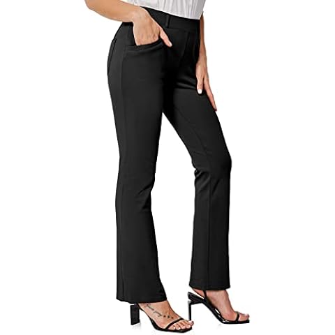 Casei Women's Yoga Dress Pants Bootcut Stretchy Work Slacks Office Business Casual Golf Pant with 4 Pockets,29" Inseam Black L Cover