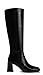 feetquake Women's Knee High Boots Block Metal Heel Square Toe Side Zipper Soft Black Patent PU Leather Classic Fashion Dress Long Boots 8.5M