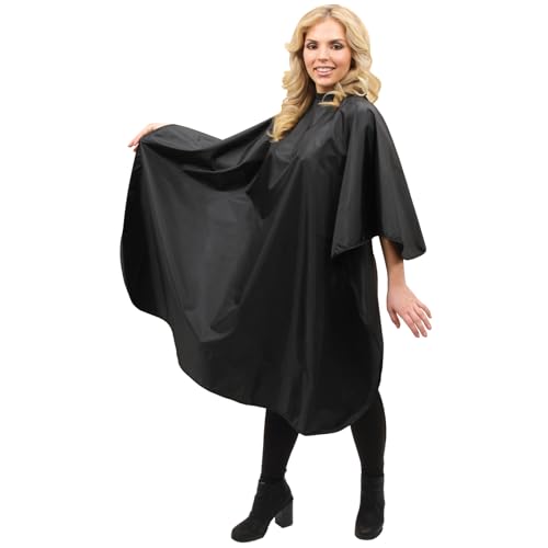 forpro low fluorine makeup cape professional mid-length beauty cape with adjustable velcro closure 27534 x 3034 black