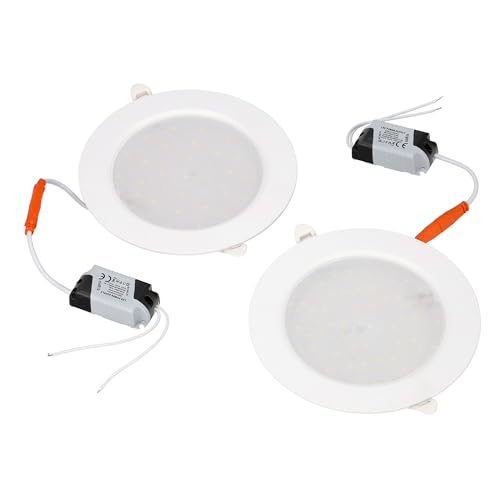 Horoz Electric 2er Set LED Einbaustrahler 12W 2700K Warmweiß AURA 1200lm- Ultra Flach Deckenspots Weiß Einbauleuchte LED Downlight Rund, Nicht Dimmbar, Deckenleuchte für Küche, Wohnzimmer, Flur