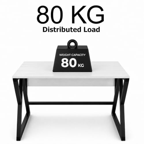 Image of Riyan Luxiwood Daffodil Computer Table in Engineered Wood with Flat Surface, Multi-Usage Laptop Desk & Home Office, Desk Sturdy Gaming Table (White, Small)