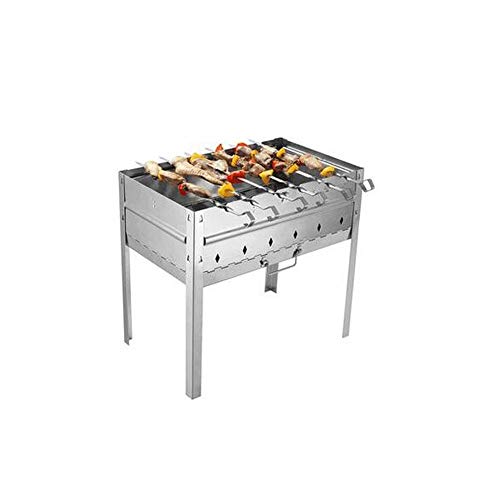 Preisvergleich Produktbild Klappgrill, BBQ Home Holzkohlegrill Regal Tragbarer Grillofen Wild Barbecue Folding Home - Silber (Color : Silver, Size : 51 * 31 * 48cm)