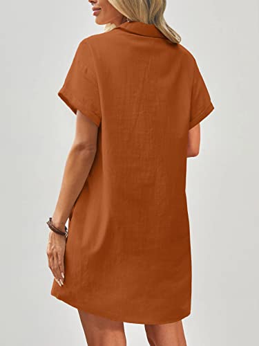 Image of Zeagoo Womens Cotton Shirt Dress Summer Casual Short Sleeve Button Down Beach Cover Up Shirts with Pockets