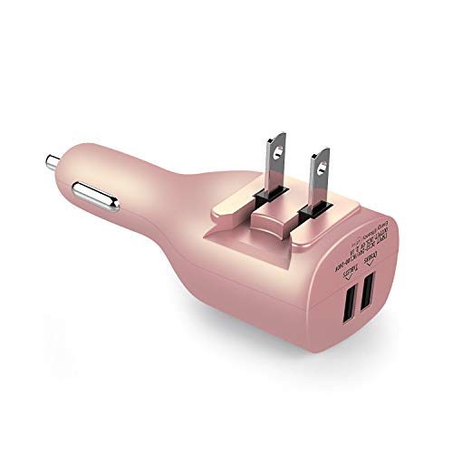 USB Car Charger,NDLBS 2-in-1 Portable Dual USB Car and Wall Charger with Foldable Plug Home for iPhone X XR XS MAX 7 8 Plus,iPad Pro Air Mini,Galaxy Note9 S9 S8 Plus,LG Google