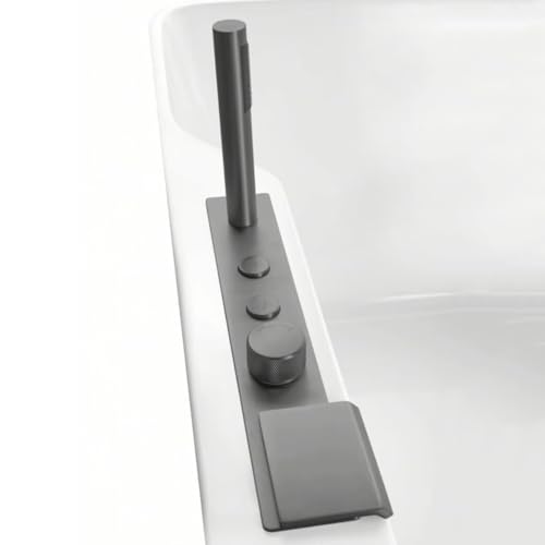 Robinet mitigeur baignoire cascade gris avec douchette à main LWX