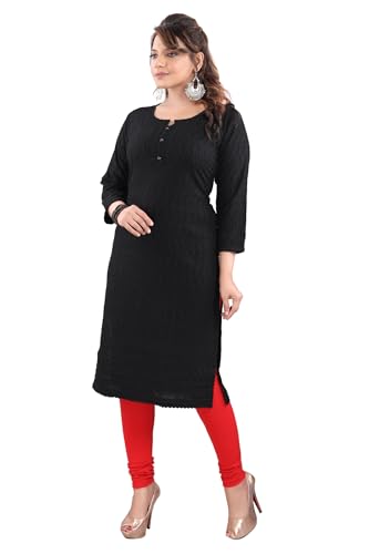 Image of DARIKA Women's Cotton Chikankari Straight Kurti Multiple Color in from Small to Plus Size.