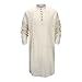 Mens Kaftan Thobe Cotton Linen Muslim Tunic Shirt Long Sleeve Stand Collar Button Up Robe Casual Dress Gown Arabic Clothing 01 Khaki Medium