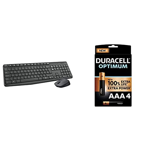 Logitech MK235 Clavier Souris sans Fil et Piles AAA Duracell Optimum LR03