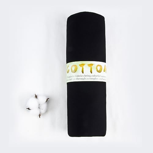 Image of 100% Black Cotton Fabric for Sewing by 1 Yard, 59 inchWidth Quilting Fabric Medium Weight 5.8 oz, Muslin Fabric by The Yard, Embroidery Cloth