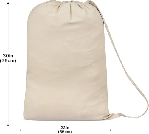 SweetNeedle Premium Canvas Laundry Bag with Shoulder Strap, 75x56 CM 40L - 100% Cotton, Fabric Weave, Highly Durable, Drawstring Cord-Lock, Machine Washable Liner for Hampers, Beige - Image 3