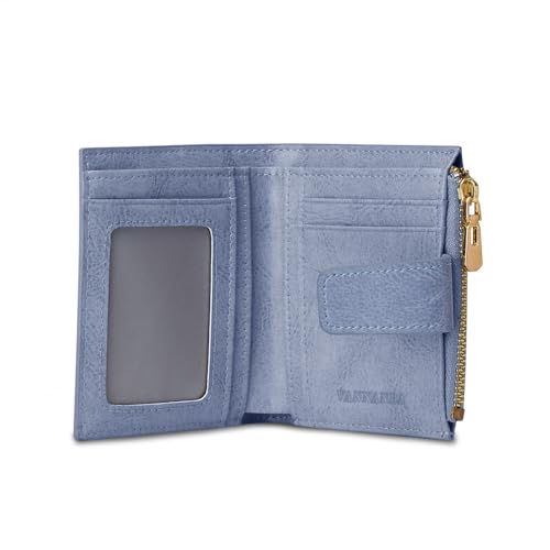 VANNANBA Small Wallet for Women Genuine Leather Bifold Zipper Pocket Compact RFID Blocking with Gift Box2