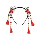 GUEDKIKL Chinese Style Headband, The Spring Festival Hairbands Tassel Hanfu Bow Hair Hoop Headress Chinese Princess Headpiece Hair Accessories for Children Girls