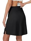 FitsT4 Sports Women's 20'' Swim Skirt Skort with Pocket High Waisted Modest Swimsuit Bathing Suit Bottoms Black XXL