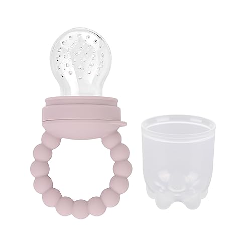 Image of Baby Fruit Food Feeder Pacifier Fruit Pacifier Feeder Baby Teether Toy Silicone Fruit Feeder Baby Fruit Feeder Pacifiers (Light Pink)