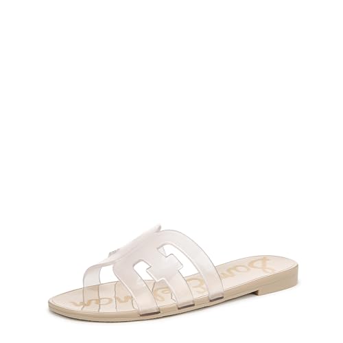 Sam Edelman Women's Bay Jelly Flat Sandal, Clear/Sand,...