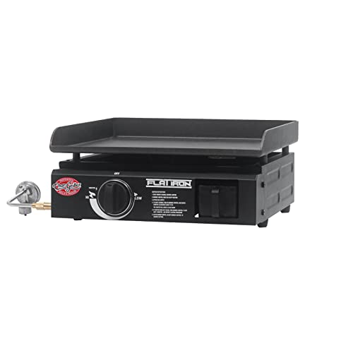 Char-Griller E8217 Flat Iron Portable Table Top 17” Gas Griddle Propane Grill, Black #TOP2