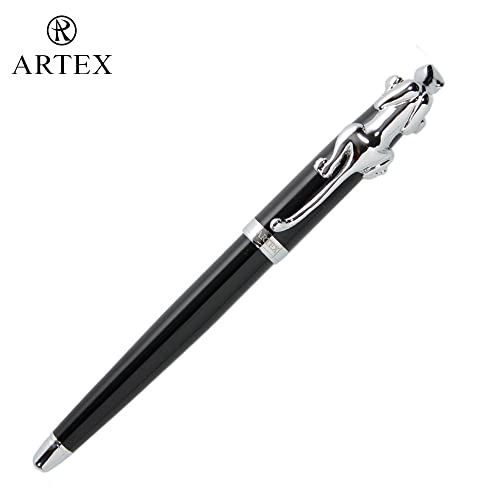 Artex Stylish Fountain Pen : Luxury,Elegant, Germany F Fine Nib, Gift For Men & Women, Professional, Executive, Metal, Gift Box (Black/Silver (Leopard)) #TOP4