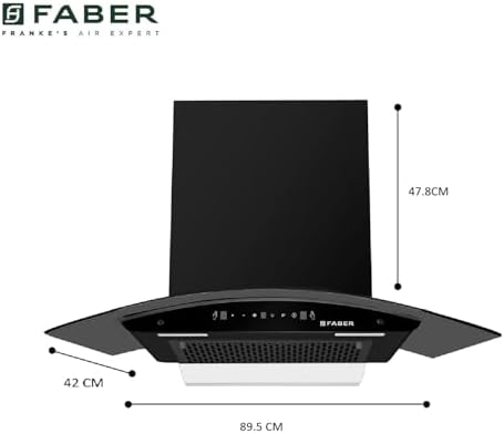Faber 90cm 1500m³/hr BLDC Motor Autoclean Chimney | 9 Speed Control | Black Matt Filterless | Built In Oil Collector | Touch & Gesture Control | LED Lighting | HOOD IRIS BLDC FL HC BK 90